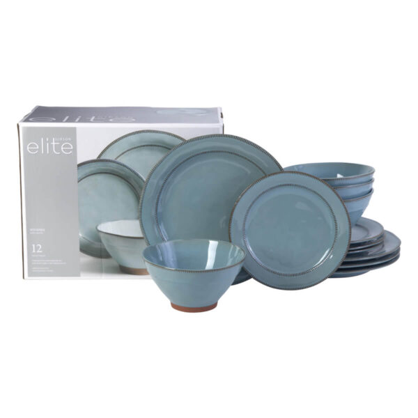 Gibson Elite Terranea 12 pc Dinnerware Set - Teal - Reactive - Terracotta - GBX