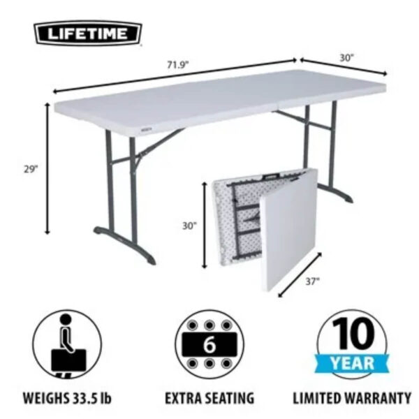 Lifetime 2-Pack of 6' Folding Tables - White - Image 2