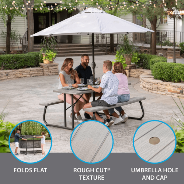 LIFETIME 6-Foot Folding Picnic Table, Rough Cut Grey - Image 2