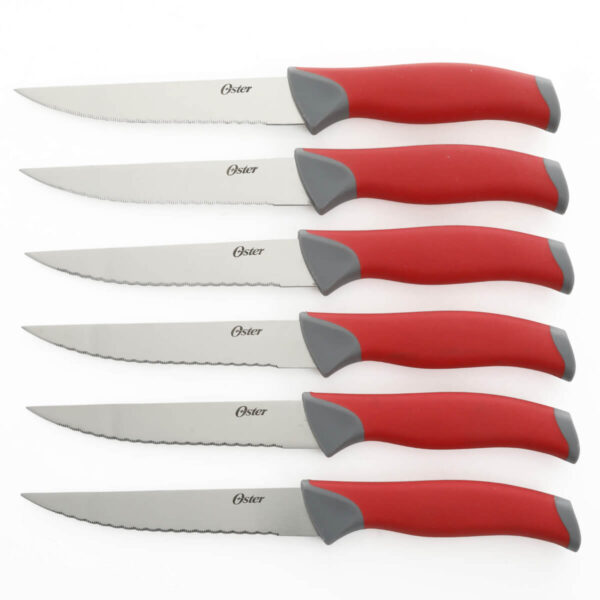 Oster Lindbergh 14 pc Cutlery Set W/Color Stained Wood Block - Red - TPR/PP Handle - SS - 1.8/1.2 mm - GBX - Image 4